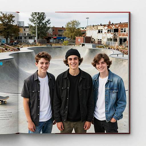 Three Teenagers at Abandoned Skate Park