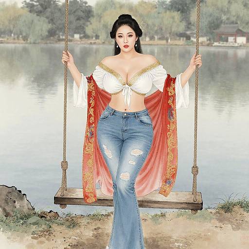 Bohemian Plus-Size Woman by Lake
