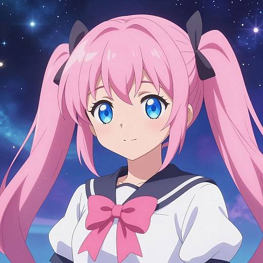 Anime Girl with Cosmic Background