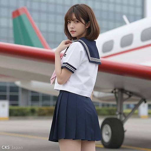 Elegant Asian Schoolgirl in Soft Lighting