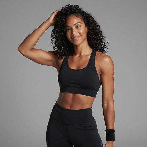 Muscular Dark-Skinned Woman Fitness Portrait