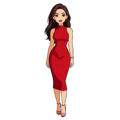 Elegant Woman in Red Bodycon Dress