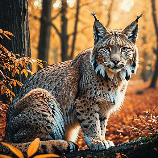 Lynx in Enchanted Autumn Forest