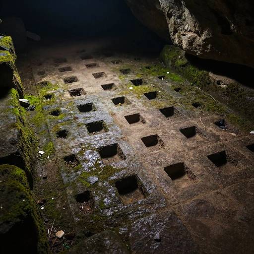 Ancient Stone Floor with Pits