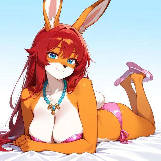 Vibrant Bunny Girl in Bright Bikini Vibrant Bunny Girl in Bright Bikini