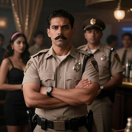 Serious Police Officers in Bar