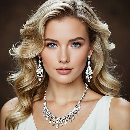 Elegant Blonde Woman with Diamond Jewelry