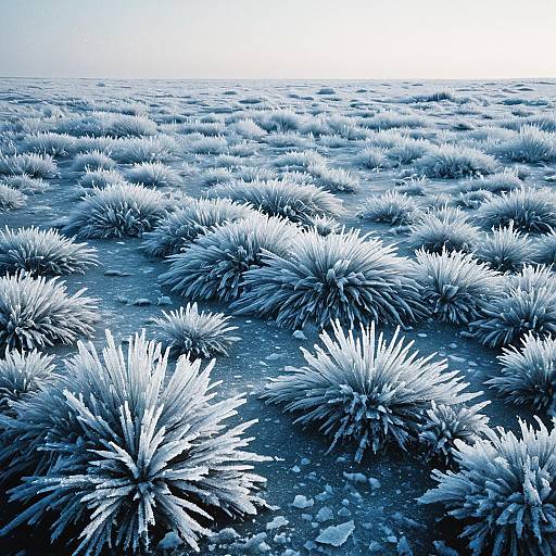 Frozen Tundra with Icy Crystal Clusters