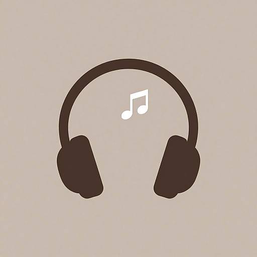 Minimalist Headphones Silhouette with Musical Note
