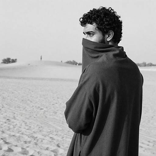 Elegant Black and White Desert Portrait