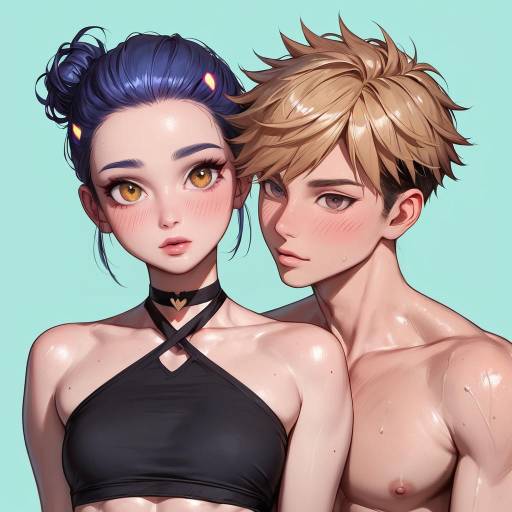 Fit Young Couple in Workout Clothes