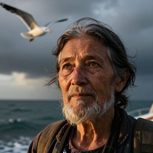 Photorealistic Portrait of Resilient Sea Wanderer