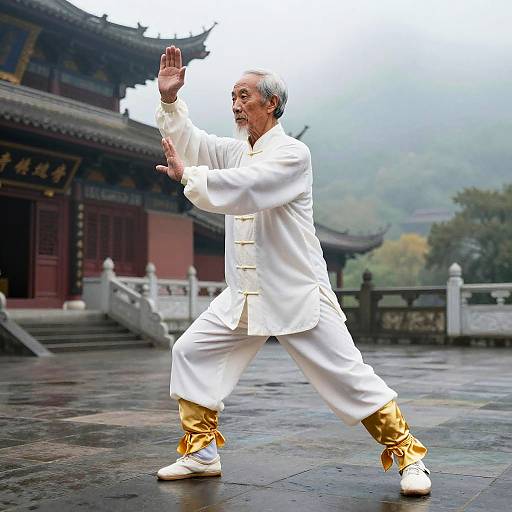 Elderly Tai Chi Master, Golden Leg Warmers