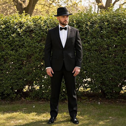 Elegant Man in Classic Suit and Fedora