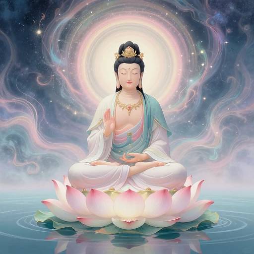 Meditative Dao Figure on Floating Lotus