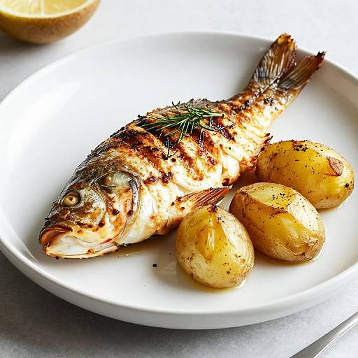 Grilled Dorada with Baked Potatoes
