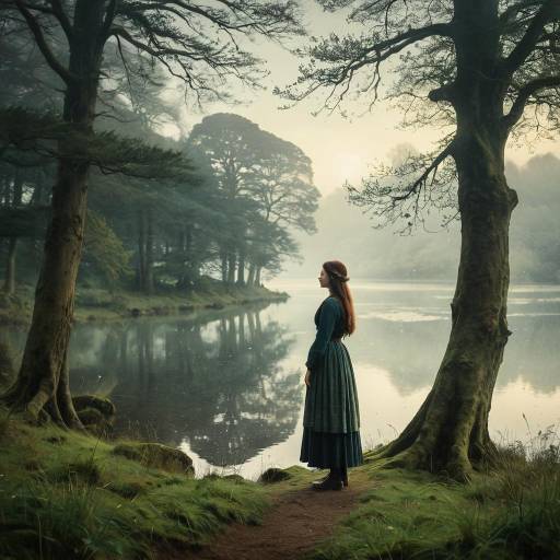 Woman in Misty Lake Glade