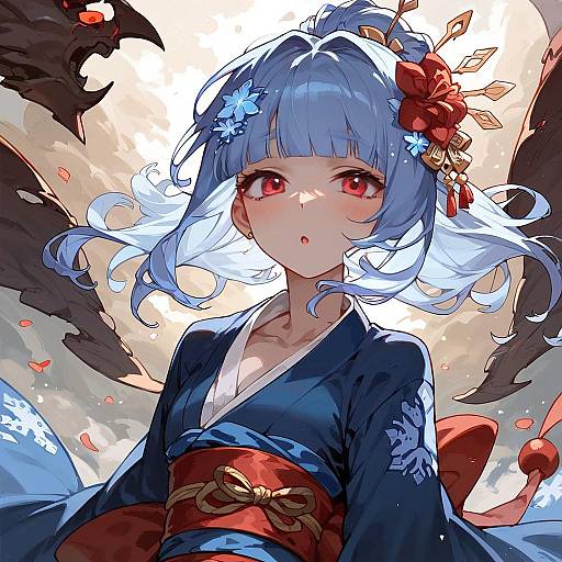 Yuki Onna in Kimono with God Rays