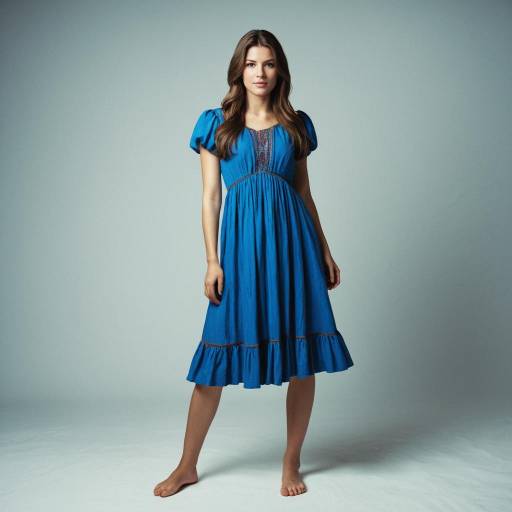Realistic Female in Modern Blue Dress