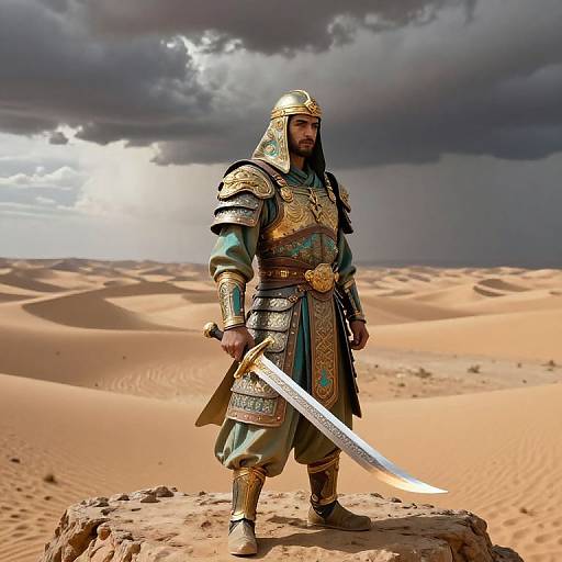 Mythical Persian Warrior on Cliff