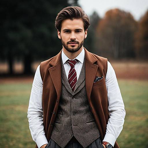 Realistic Portrait of a Stylish Man Outdoors