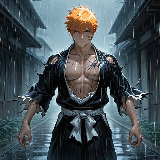 Kurosaki Ichigo in a Rainy Masterpiece