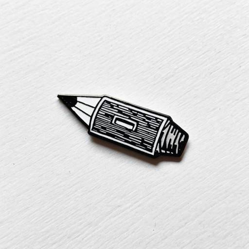 Black and White Japanese Ink Style Pencil Enamel Pin