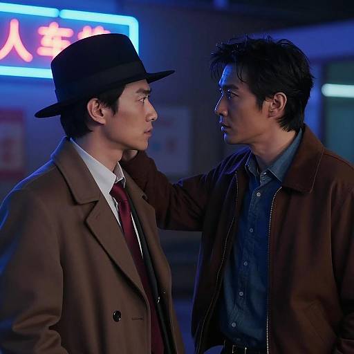 Intense Encounter in Neon Shadows