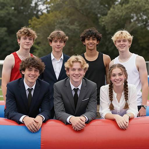 Fun Outdoor Group Photo of Teenagers