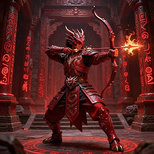 Red Dragon Ranger in Ancient Ruins