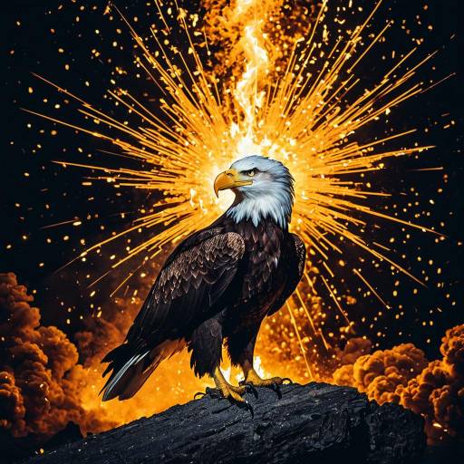 Radiant Bald Eagle with Fiery Atomic Glow Radiant Bald Eagle with Fiery Atomic Glow