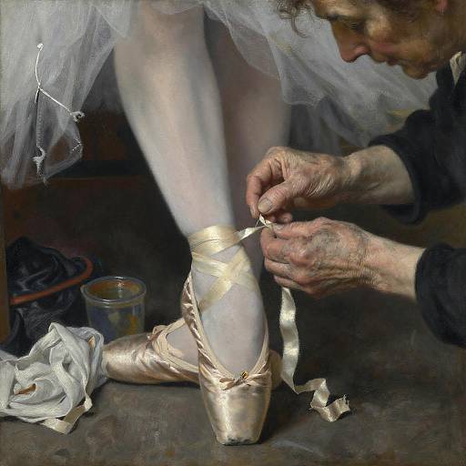 Degas Charcoal: Prima Ballerina Mending Shoes