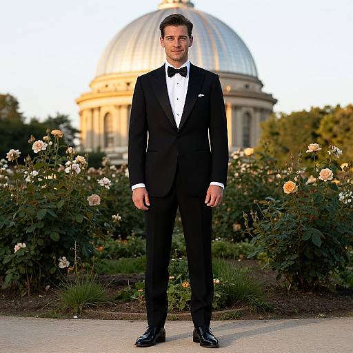 Elegant Man in Classic Tuxedo by Dome