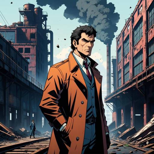 Noir Detective Showdown at Factory Ruins