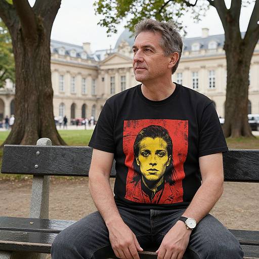 European Man in Bold Print Shirt