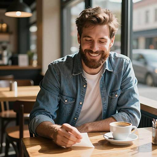 Cozy Café Portrait of a Smiling Man