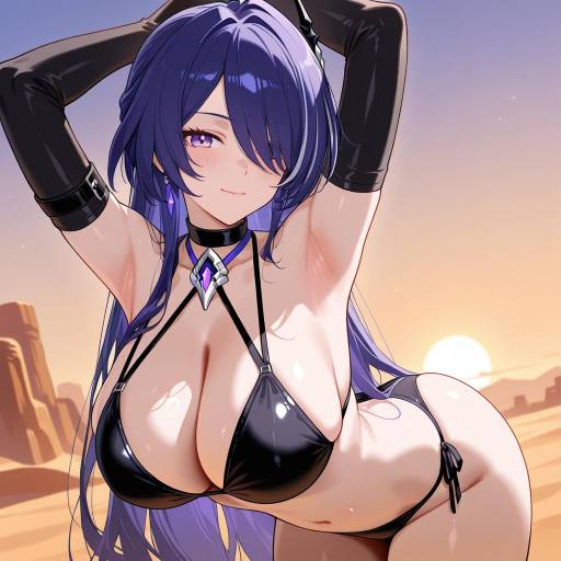 Seductive Cowgirl in Twilight Desert