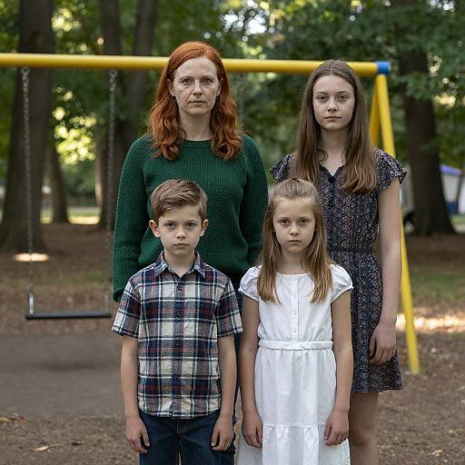 Family Portrait in Sunlit Forest Park