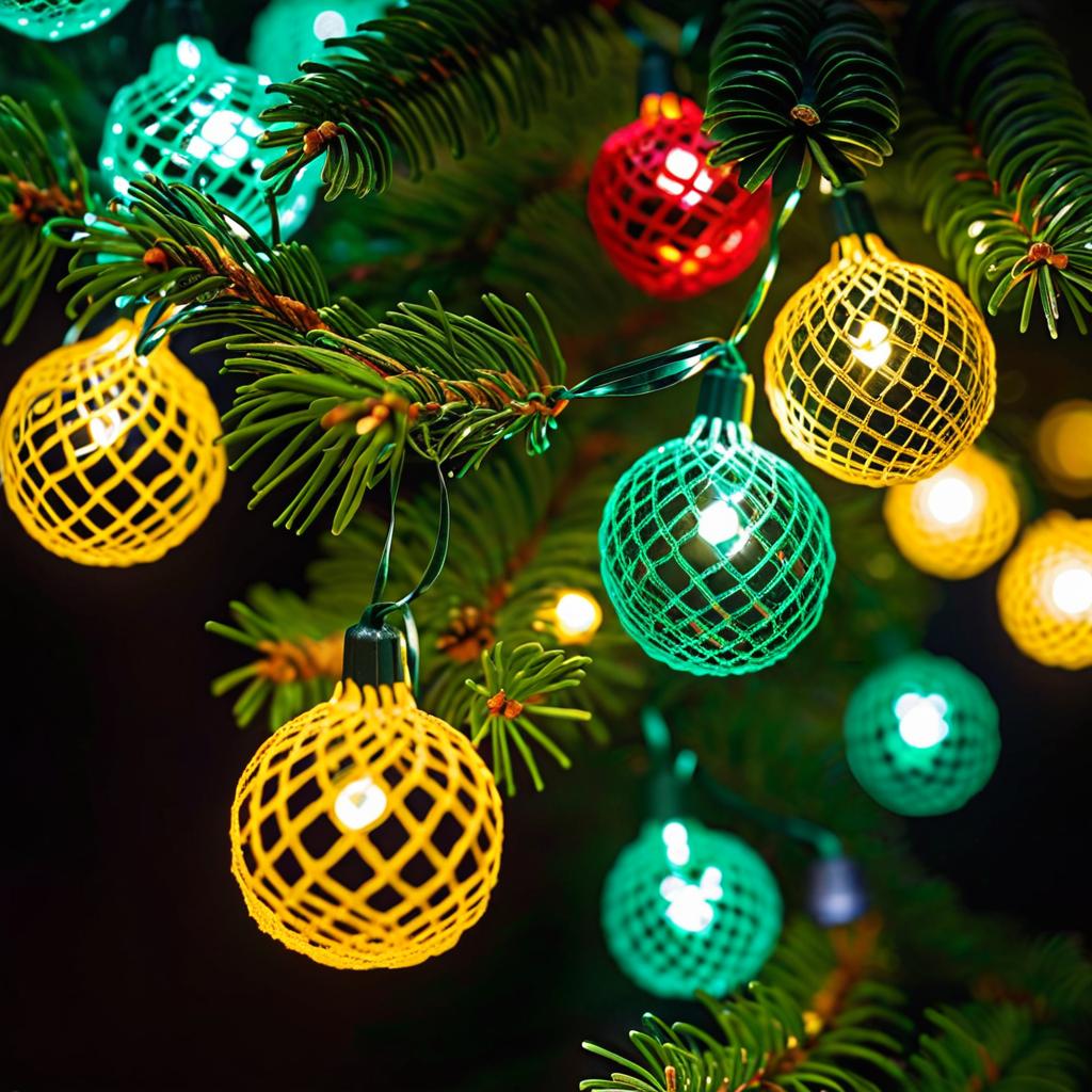 Festive Christmas Lights on Tree Branch