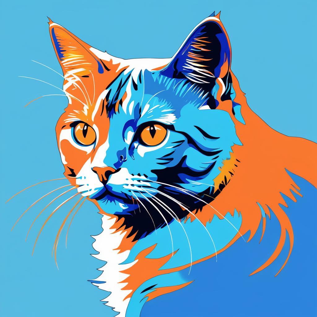 Colorful Cat Artwork in Warhol Style