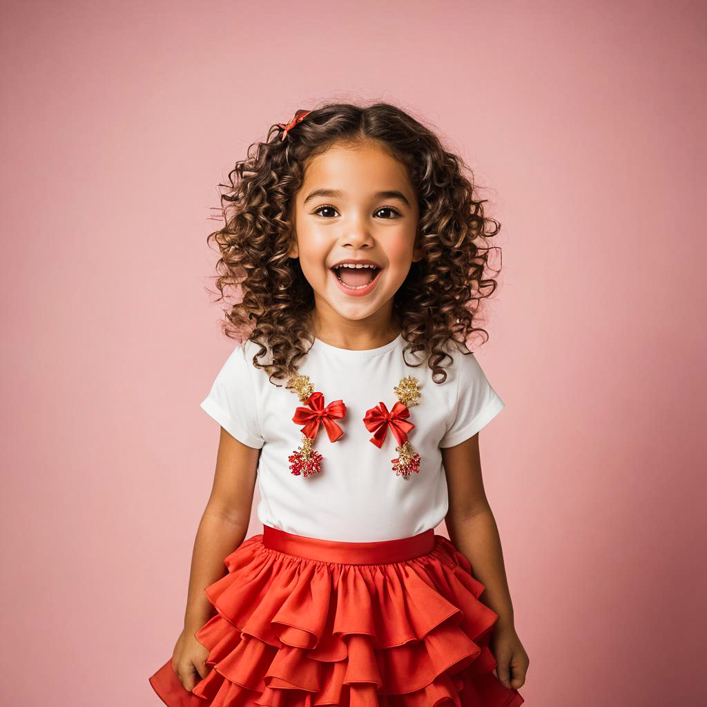 Festive Photo Shoot of Excited Young Girl