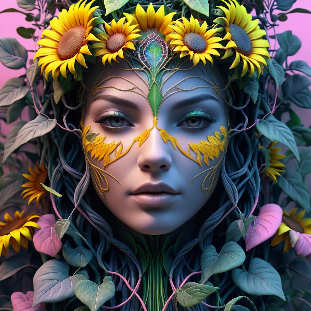 Ethereal Medusa: A Colorful 4D Render