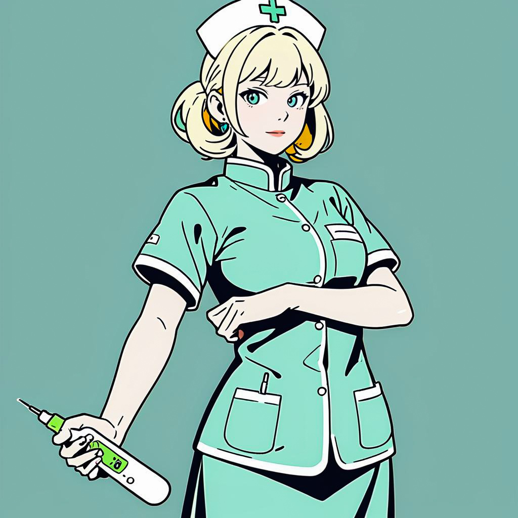 Cheerful Nurse in Minimalist Style