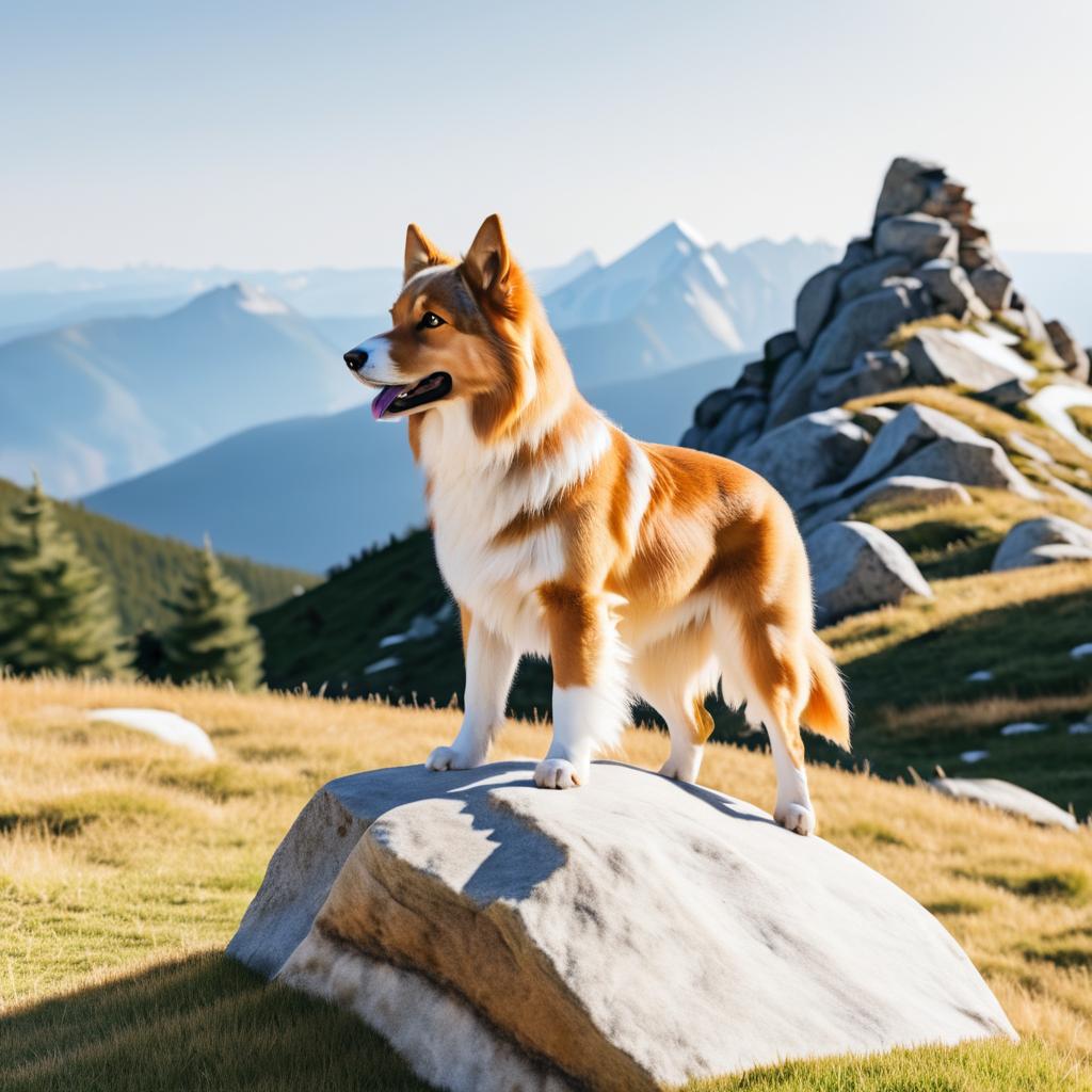 Majestic Dog Portrait on Mountain