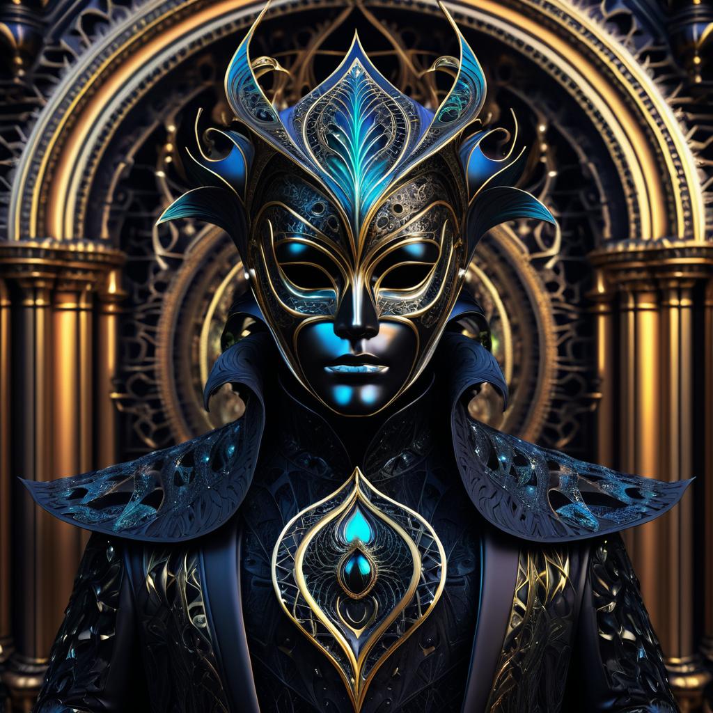 Intricate Alien Trickster in Ornate Mask