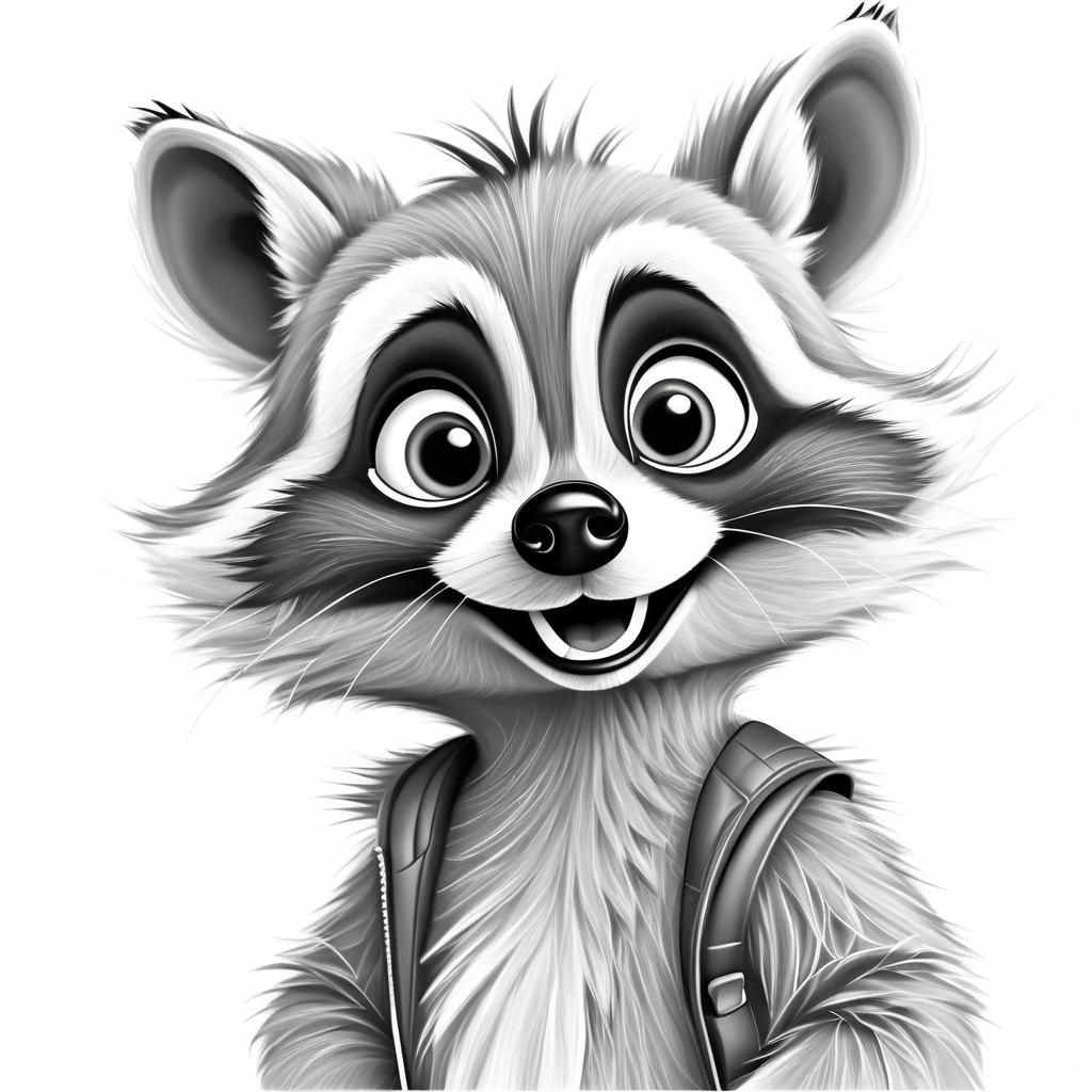 Funny Pencil Caricature of a Raccoon