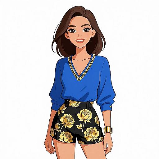 Smiling Woman in Stylish Cobalt Outfit