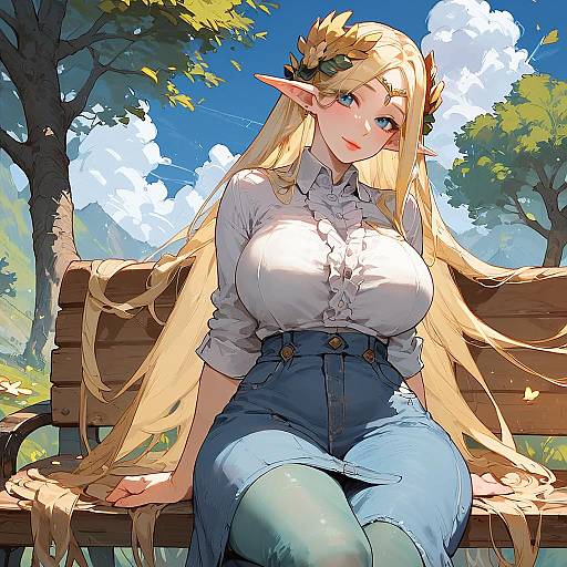 Charming Elf Girl in Nature Scene