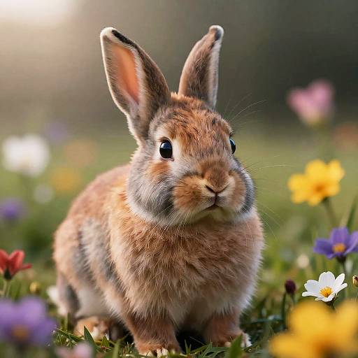 Hyperrealistic Baby Rabbit in Meadow
