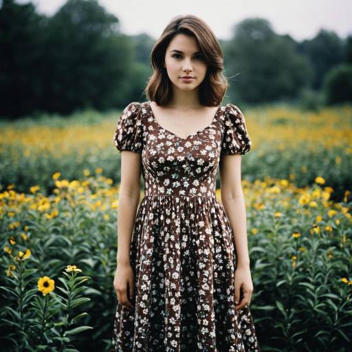 Charming Solo Girl in Floral Dress